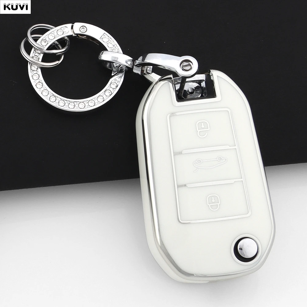 Pink TPU Style Car Folding Key Case Cover Shell