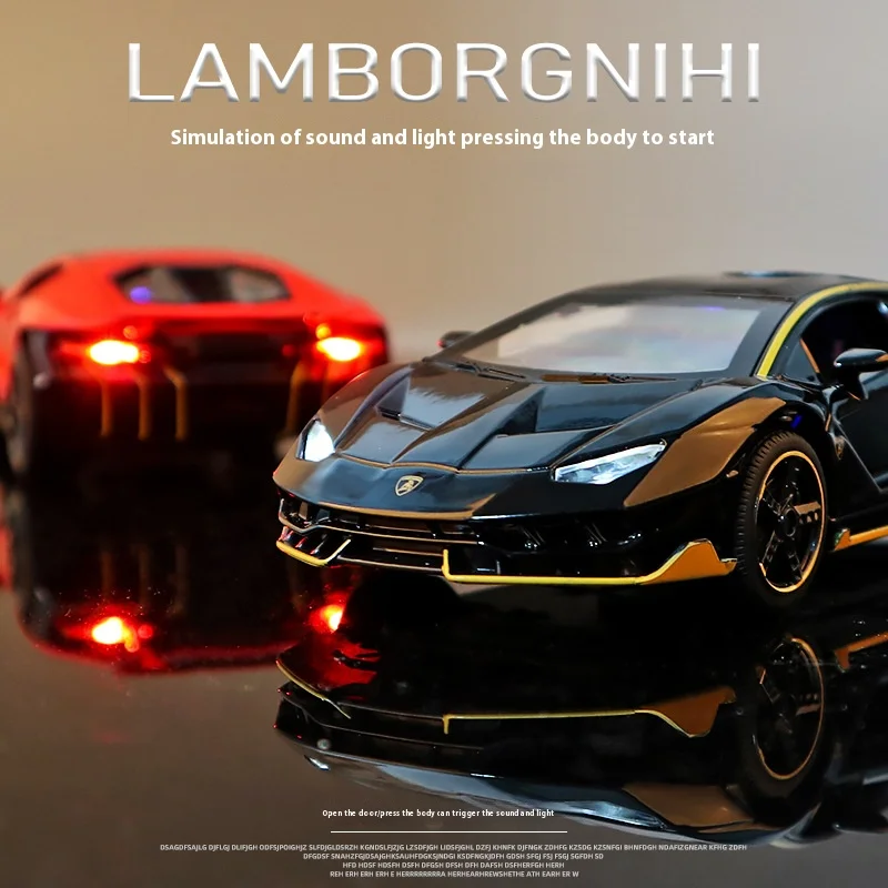 1/32 Cars Toys Auto To Scale Lambor LP770 Diecast Model Cars Alloy Autos Toys Gift for Boys Pull Back Light Music Kids Car 3