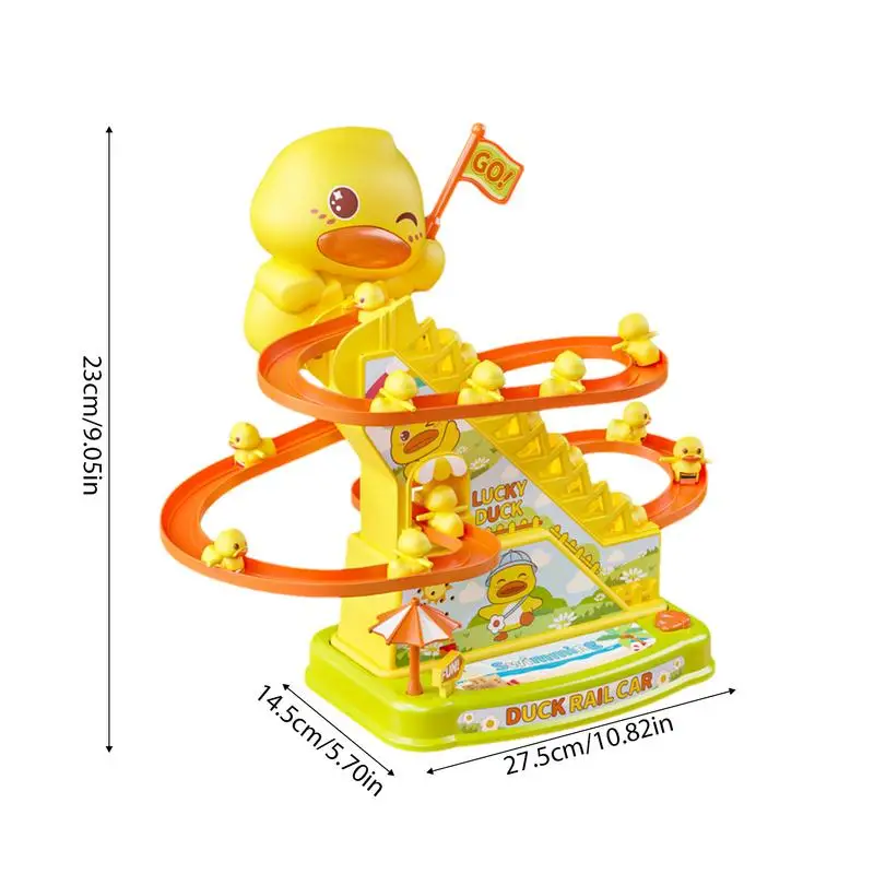 Duck Climbing Stairs Toy Electric Duck Track Slide Toys Flashing Lights and Music Duck Roller Coaster Toy for Kids Birthday Gift 6