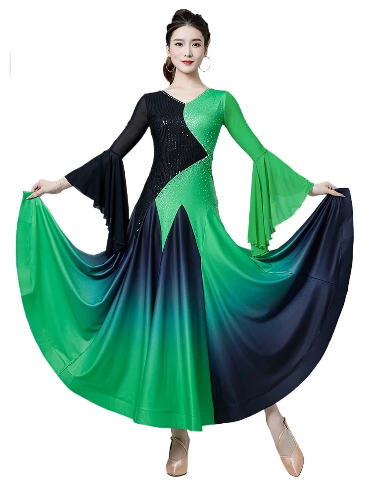 

2024 Modern Dance Dress Women's New National Standard Dance Latin Ballroom Dance Cha Cha Dance Dress Performance Costumes 9060