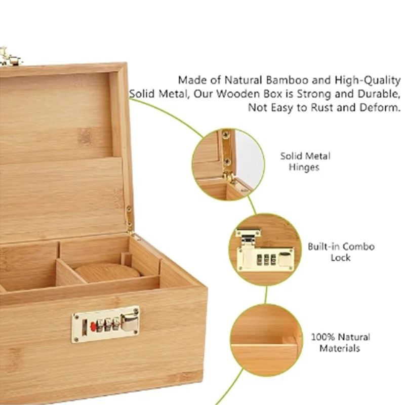 Wooden Herb Storage Box Stash Case Cigarette Rolling Tray Natural Handmade For Smoking Accessories Combo Men Gift 4