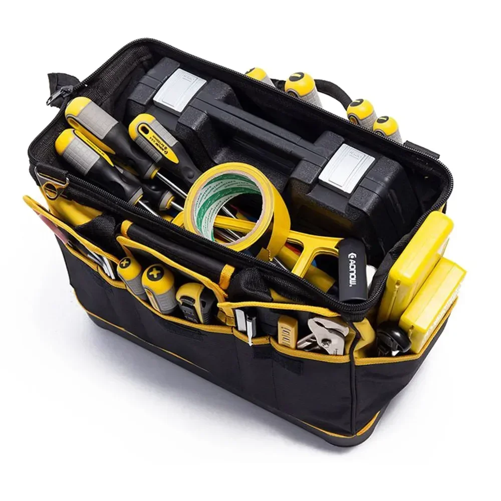 

New Yellow 14/16/18/20in Tool Bag Electrician 1680D Oxford Waterproof Wear-Resistant Heavy Duty Storage Box Practical Convenient