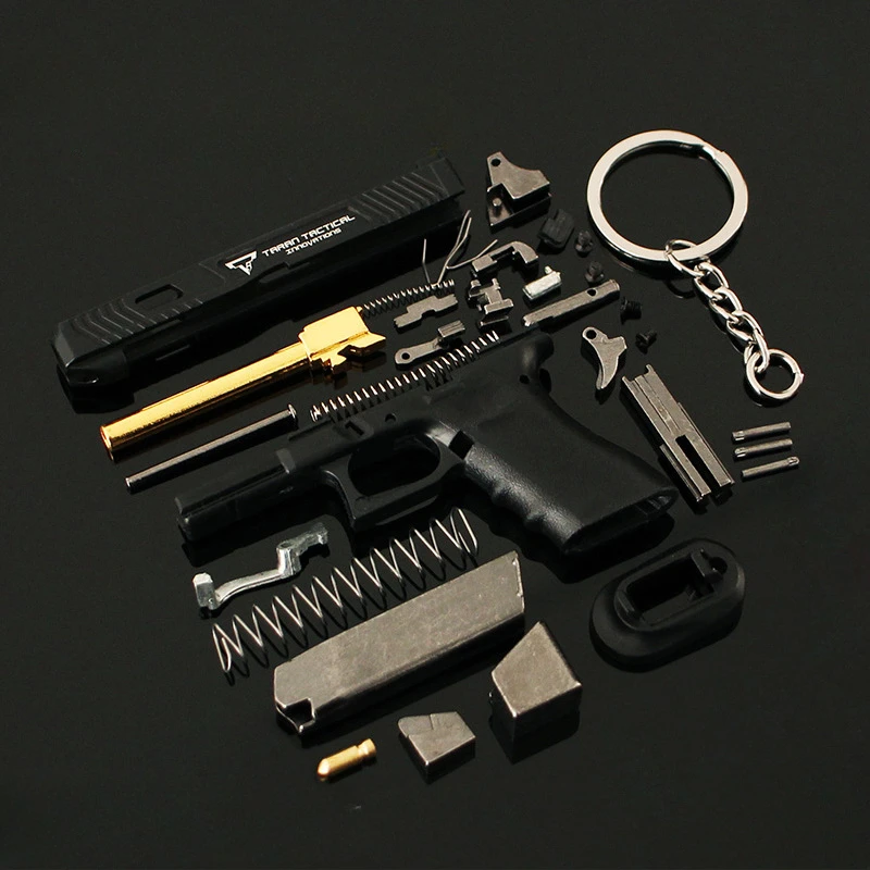 Bullet Gun Toy Miniature Ornament Miniature Figurines Mini Stress Relief Toy 1:3 Scale G34 Keychain Pendant Realistic Model Detachable Micro Tactical Pistol Model Men's Gift Decompression Gadget