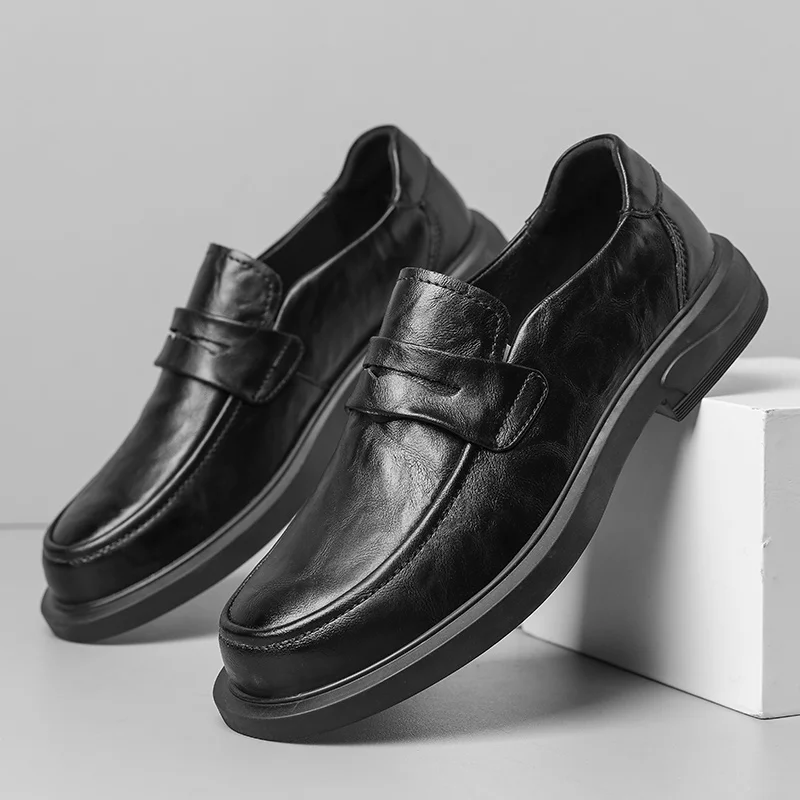 2023 Fashion New Men's Business Dress Shoes Lace Up Work Shoes Men's Genuine Leather Shoes Park Walking Shoes Free Delivery