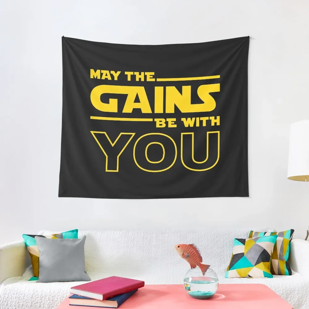 

May The Gains Be With You Tapestry Wall Hanging Anime Decor Room Decor For Girls Tapestry