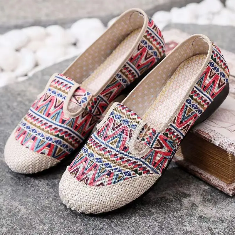 

Cloth Shoes for Women Casual Linen Canvas Shoes for Women Single Shoes for Women Ethnic Style Shallow Mouthed Bean Shoes