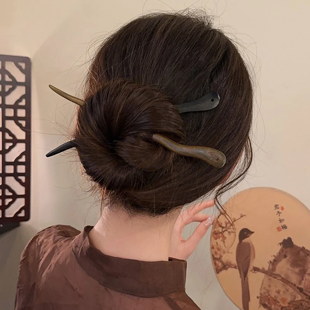 

Traditional Wooden Black Hair Sticks Chinese Style Hairpins Carved Wood Hair Fork Vintage Chop Stick Headwear For Women Jewelry