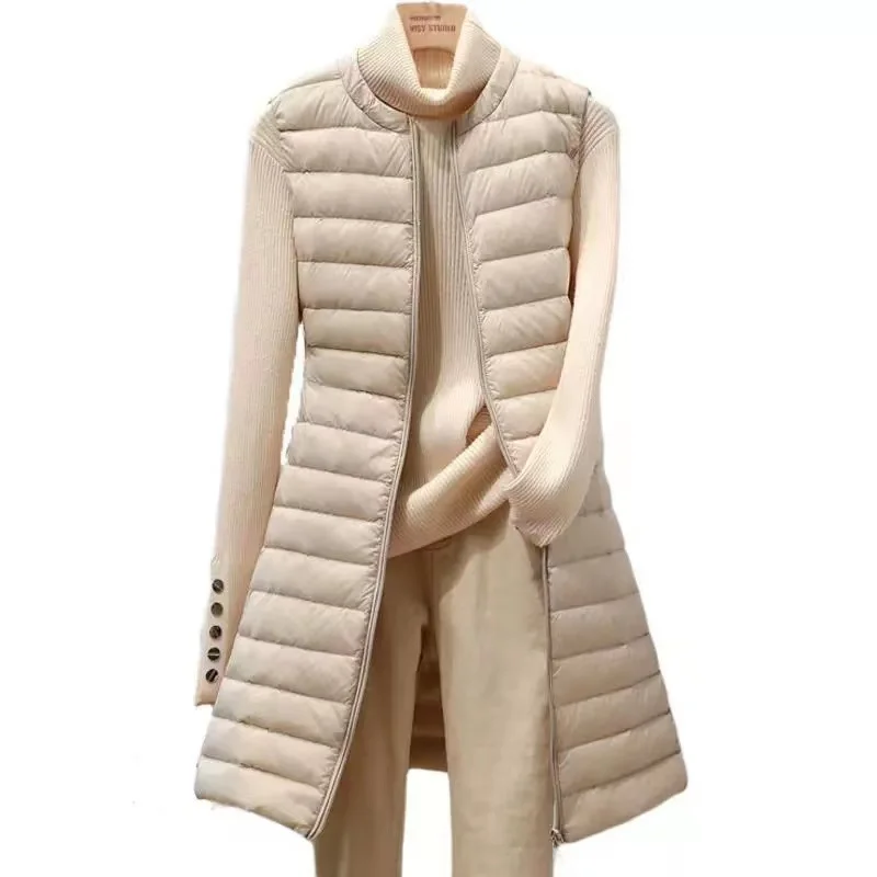2023 New Down Jacket Woman Ultralight Winter Coat for Women Long Duck Down Vest Portable Sleeveless Fashion Warm Waistcoat