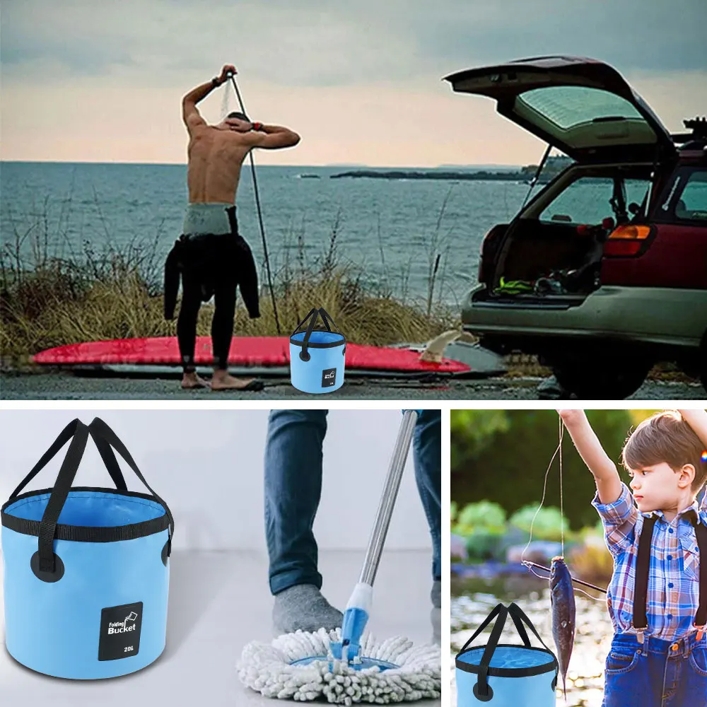 Fishing Bucket Car Water Bucket 20L Portable Water Storage Bag Foldable Storage Container for Outdoor Car Wash Camping folding bucket water bucket car wash bucket water storage bag