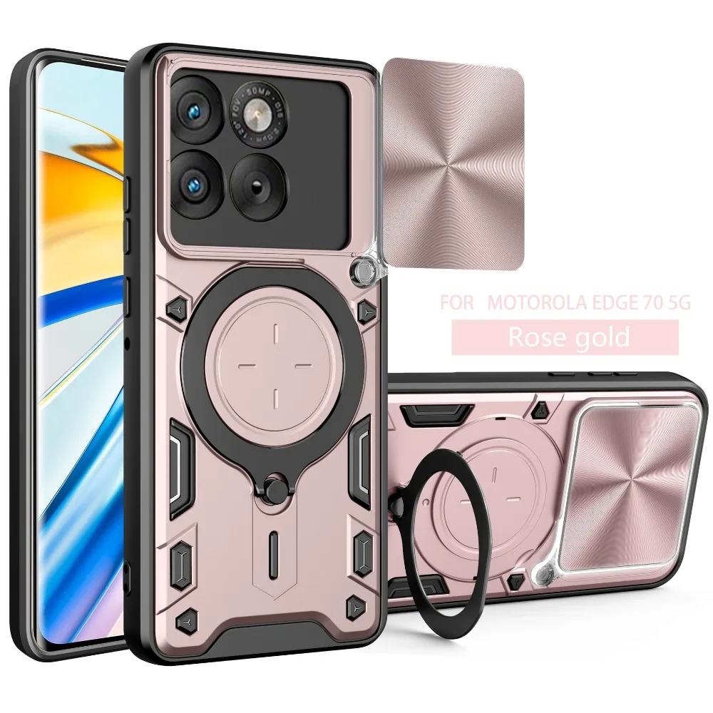 Motorola Edge Fusion Case with Slide Camera Lens Cover, Magnetic Car Mount, and Drop Protection Shockproof Shell