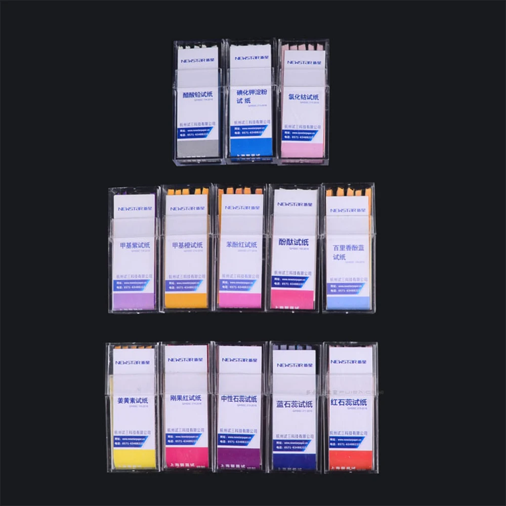 

5pcs (5boxes) lab Curcumin/phenolphthalein/cobalt chloride/phenol red/methyl orange/red litmus/thymol/lead acetate test paper