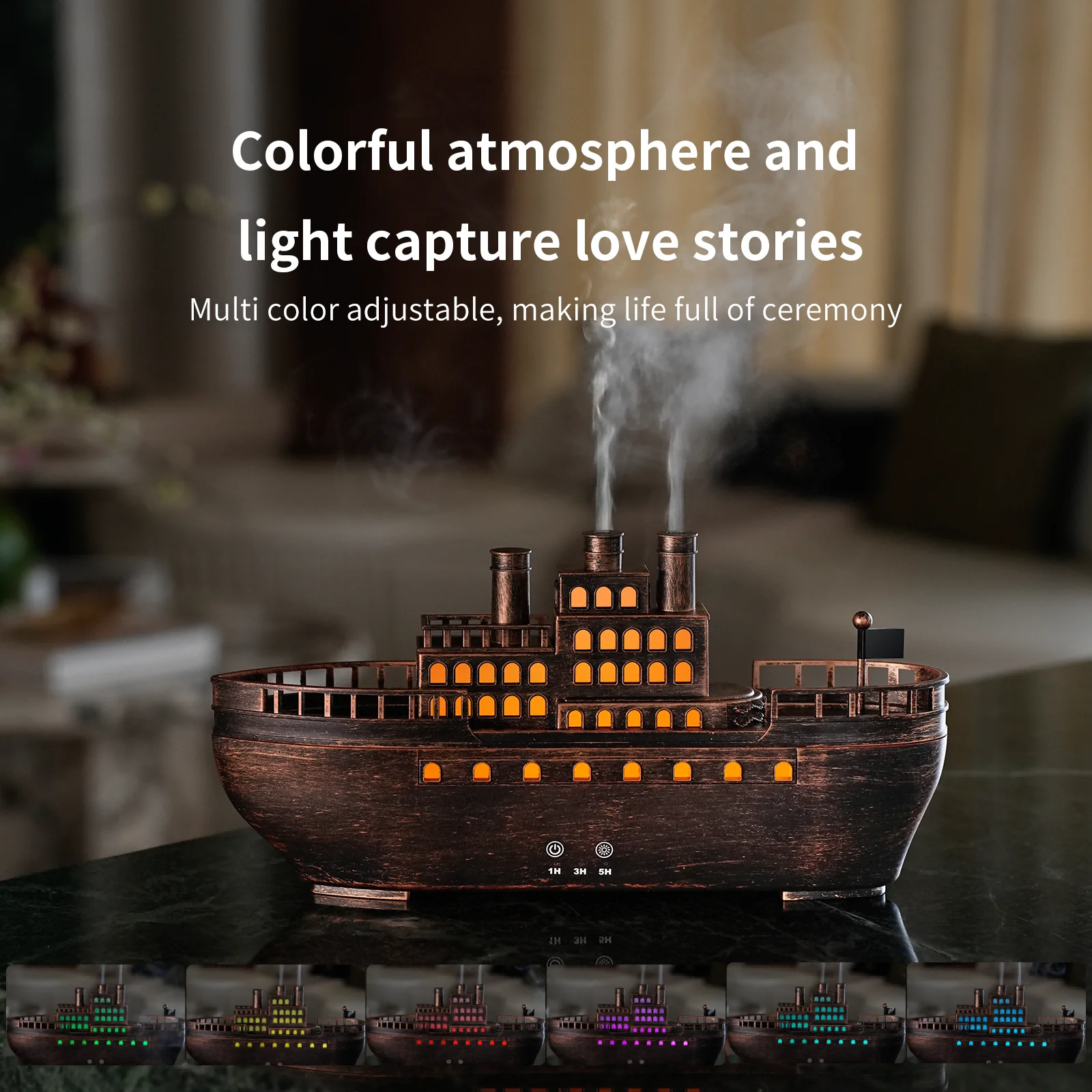 2026 New Ship Aroma Diffuser, Multi-color Flame Effects, Quiet Fine Mist, 3-level Timing – Air Humidifier for Home, Office 3