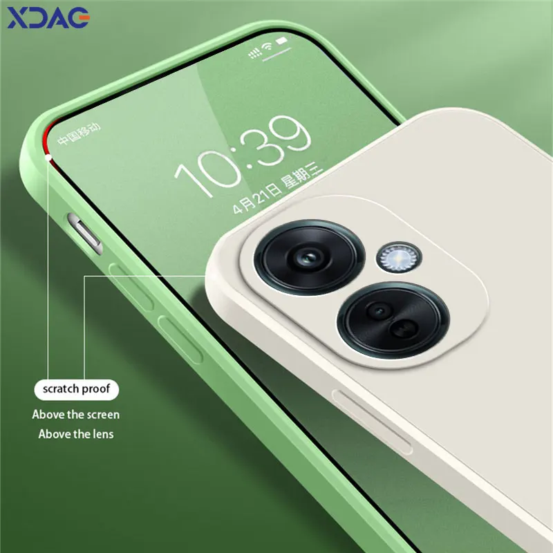 Square Liquid Silicone Shockproof Phone Case - Soft Lens Protective Cover