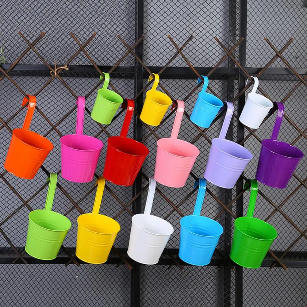 Flower Holder Flower Pots Metal Hanging Hook Wall Pots Garden Balcony Planters Bucket Holders Home Decor plant hanger