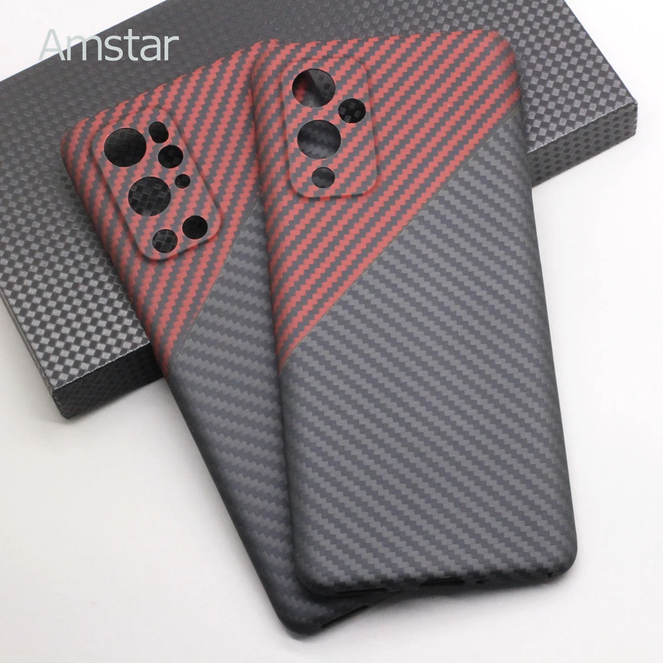 

Двухцветный чехол Amstar из натурального углеродного волокна для OnePlus 9 Pro, Ультратонкий чехол из арамидного волокна с защитой от падения для OnePlus 9