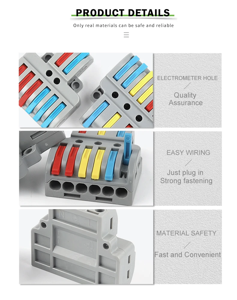 Description Picture 4 of item5PCS Wire Connector Multicolour Lever Push-in Electrical Cable Home Connectors LED Junction Box Universal Compact Terminal Block