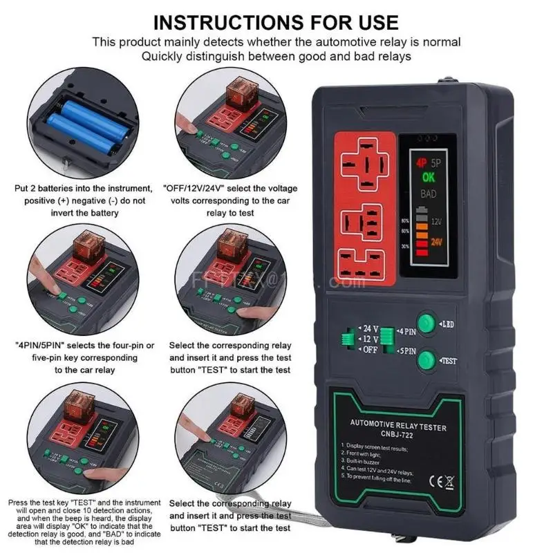 12V 24V Battery Tester Relay Analyzer Alternator Checker Vehicle Cranking Charging System Diagnostic Tool for Motorcycle circuit tester auto diagnostic scanner