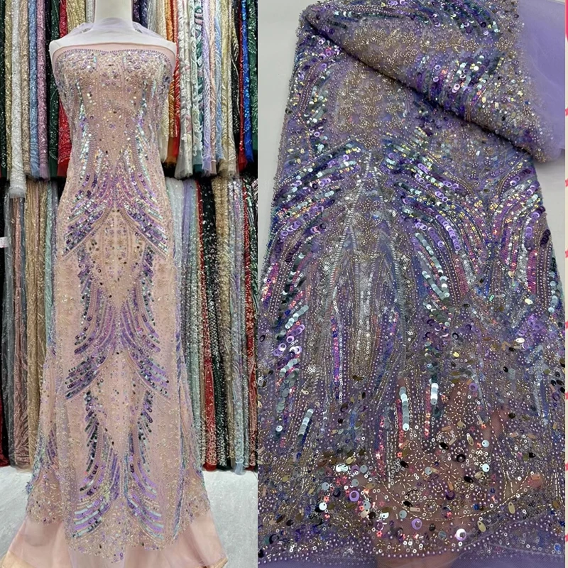 

Африканские блестки, бусины, кружевная ткань, нигерийская вышивка жениха, высокое качество, французский тюль, кружевная ткань для свадебных торжеств ts2832