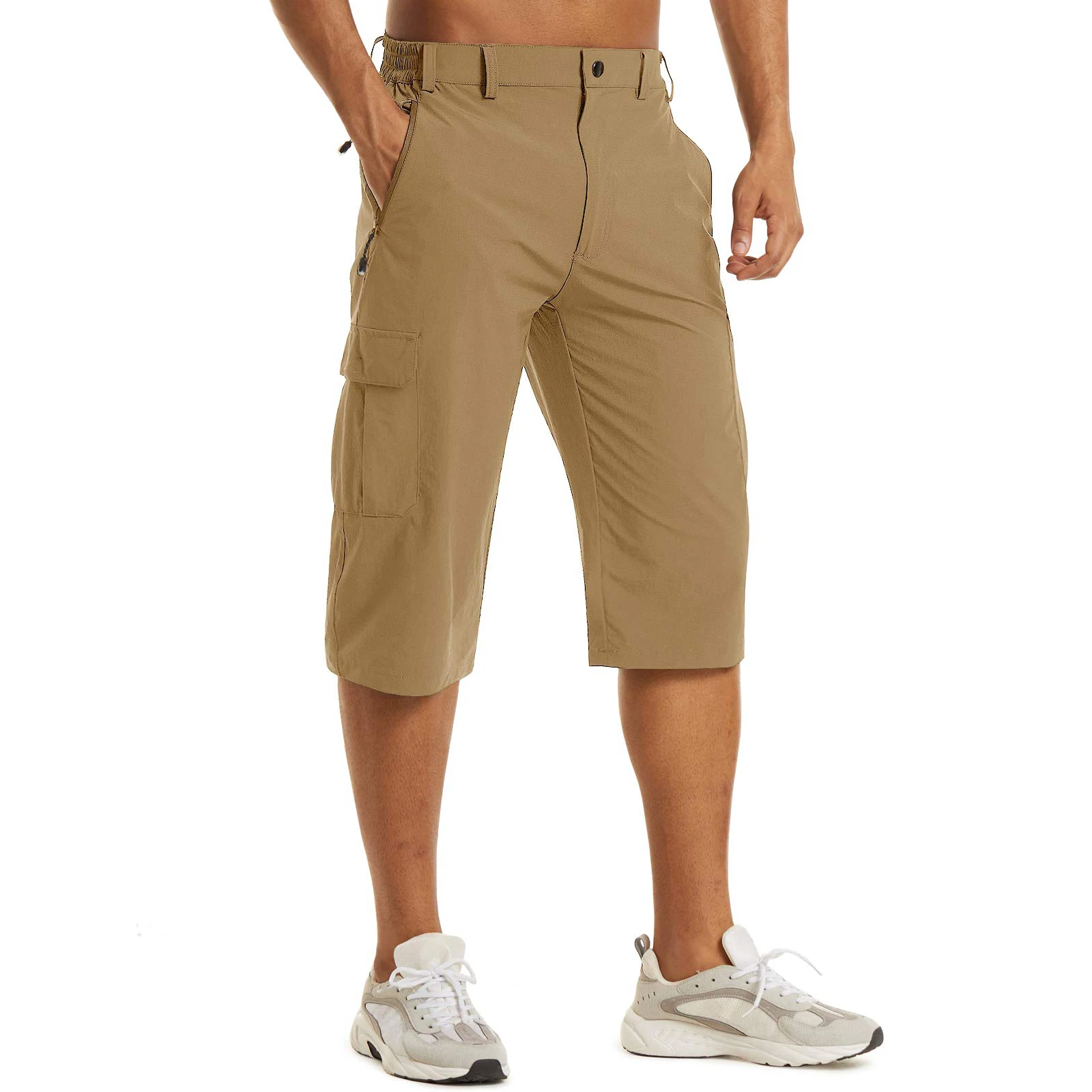 KEFITEVD Summer Quick Dry Shorts Men's Lightweight 3/4 Cargo Short Workout Sport Outdoor Pants Hiking Jogging Camping Bottoms