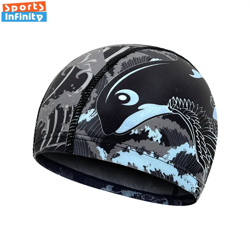Fashion Adult Swim Cap Unisex Flame Printed Swimming Cap Comfortable Non Slip Fabric Swimming Caps Swimming Accessories 5
