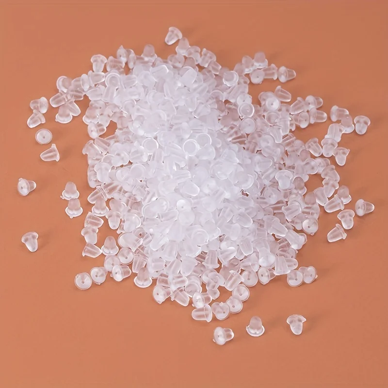 500 stücke klare Silikon kautschuk Ohrring Verschluss Rücken Sicherheit Kugel Stopper Zubehör Ohr stöpsel Nüsse verstopfen Ohrringe DIY Schmuck – Detail 10