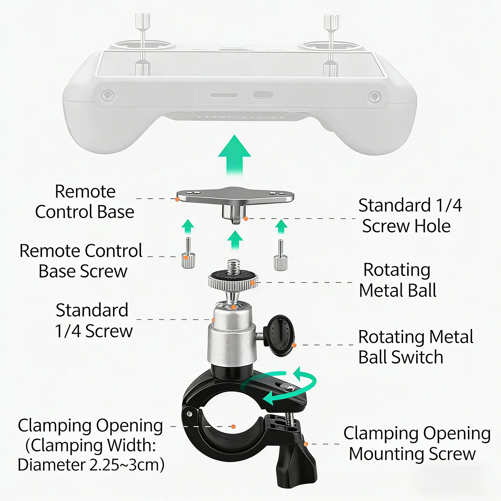 Support Guidon Vélo pour Caméra Action 360, GoPro, Insta360, Fixation Solide en Alliage d'Aluminium