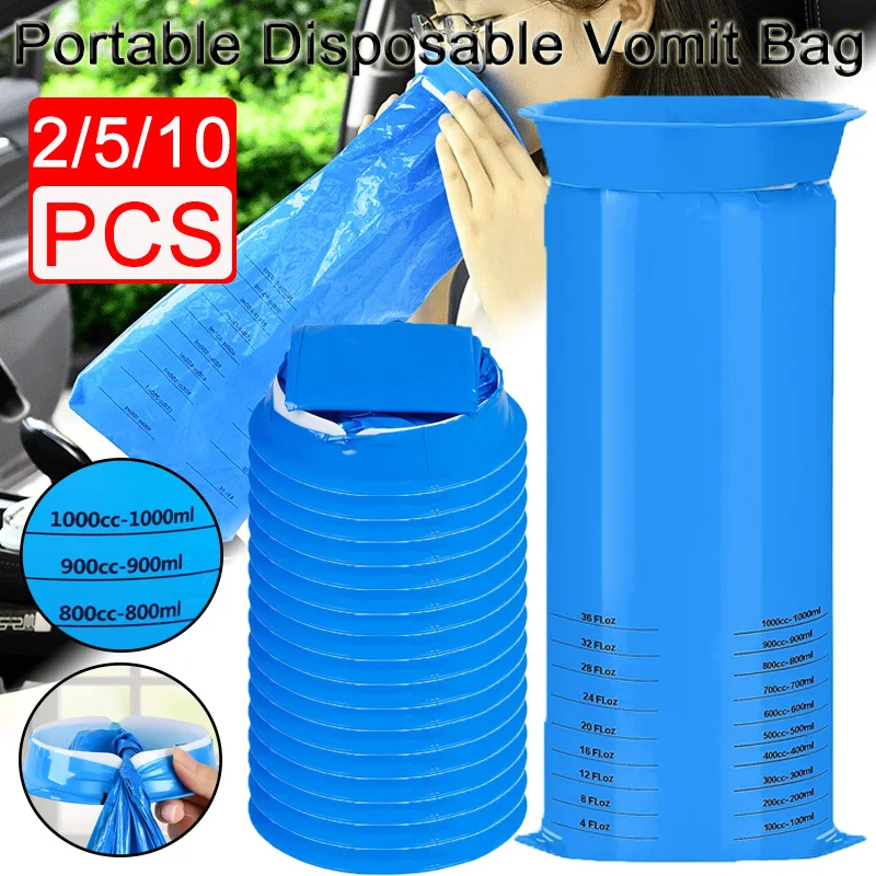 2/5/10 PCS Portable Vomit Bags Urine Bag Disposable Travel Car Airplane Motion Sickness Nausea Vomit Bag
