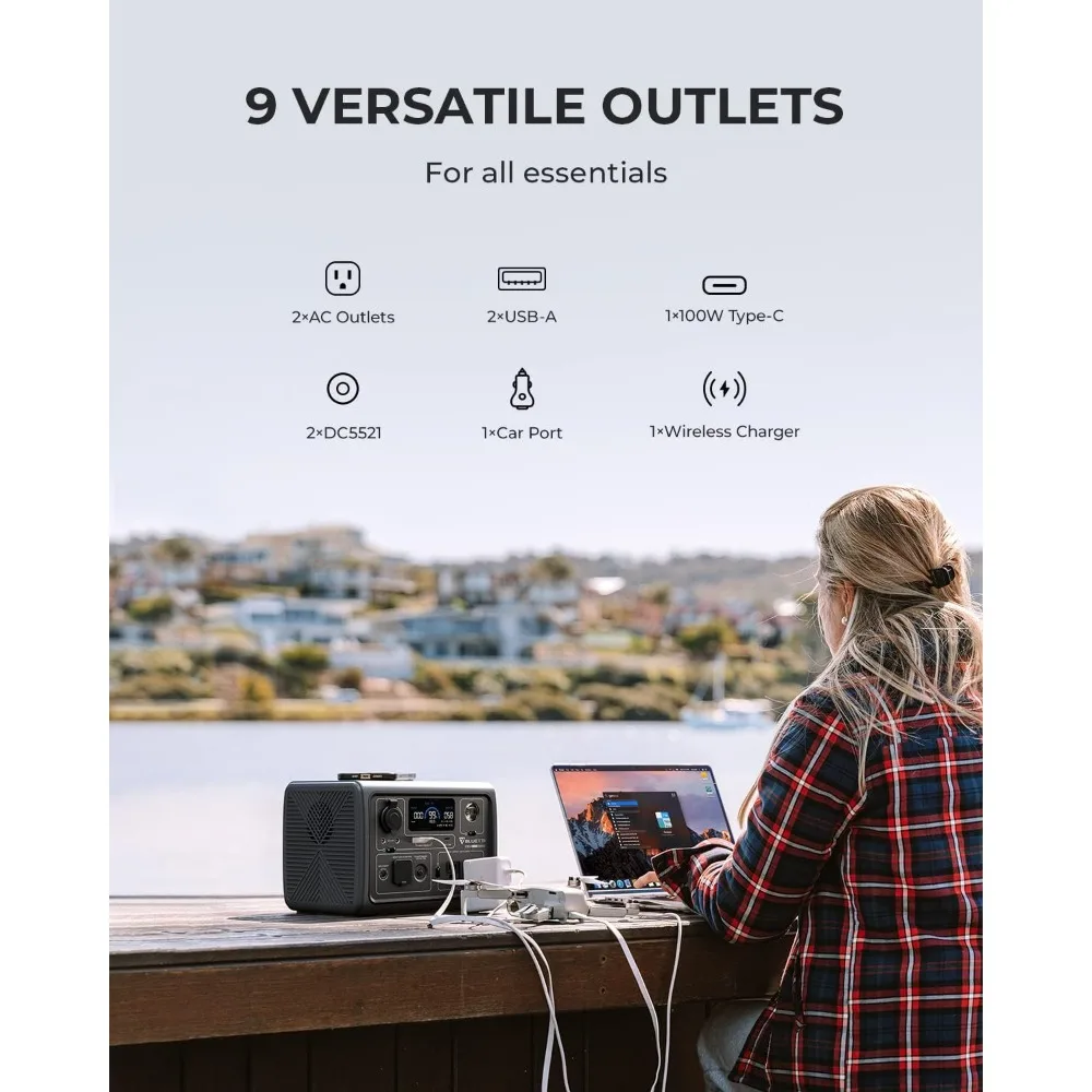 Portable Power Station EB3A, 268Wh LiFePO4 Battery Backup Power Supply, with 2 600W (1200W Surge) AC Power Sockets 3