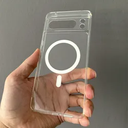 Frosted Transparent Shockproof Magnetic Wireless Charging Phone Case for Pixel 8a (Clear)
