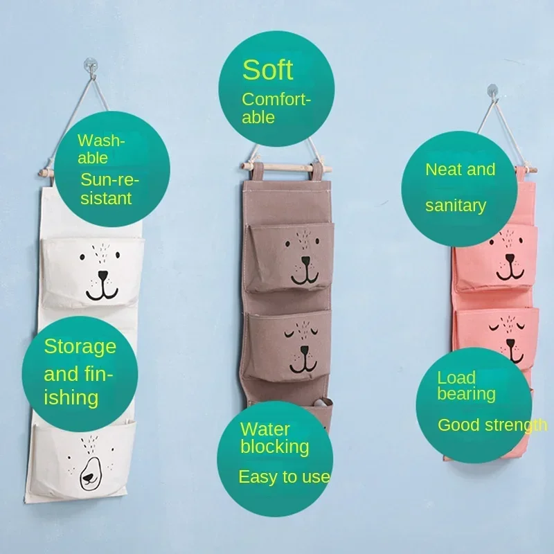 1PCS Dorm Living Room Bathroom Home Fabric Wall Closet Organizer Hanging Storage Bag 3 Pocket Waterproof Hanging Organizer