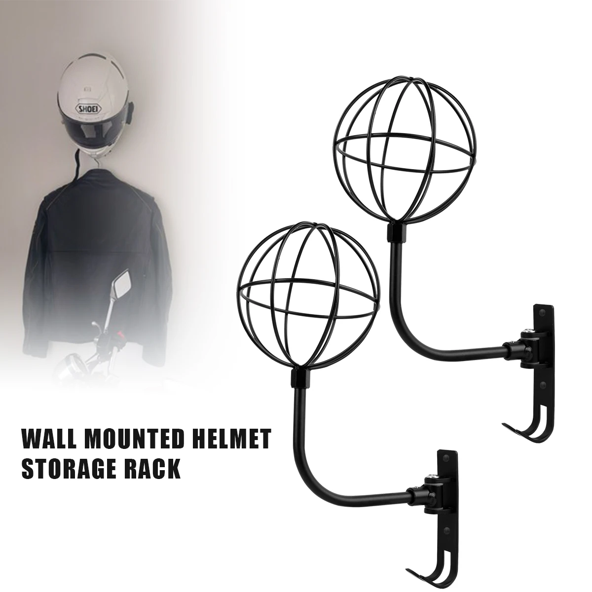 Motorcycle Helmet Holder Wall Mount 180&deg; Rotation Helmet Hanger Hook Stand Rack Storage Hook Motorcycle motorcycle helmet holder