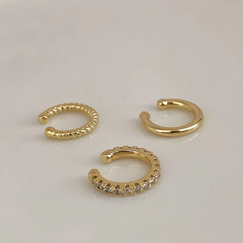 3Pcs/Set Exquisite Zircon Clip on Earring for Women Minimalist Fashion Simple Cuff Clip on Earrings Party Jewelry Gifts