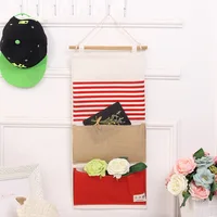 3 Large Pockets Wall Hanging Storage Bag Fabric Pouch Multilayer Closet Door Closet Storage Bag Organizer Home Cosmetics Toys 2