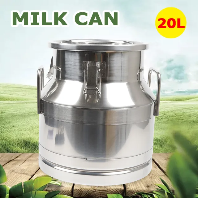19442-1a6bc1.jpg 20L/ 5.25Gallon Stainless Steel Milk Can Wine Pail Bucket Tote Jug Rice Storage