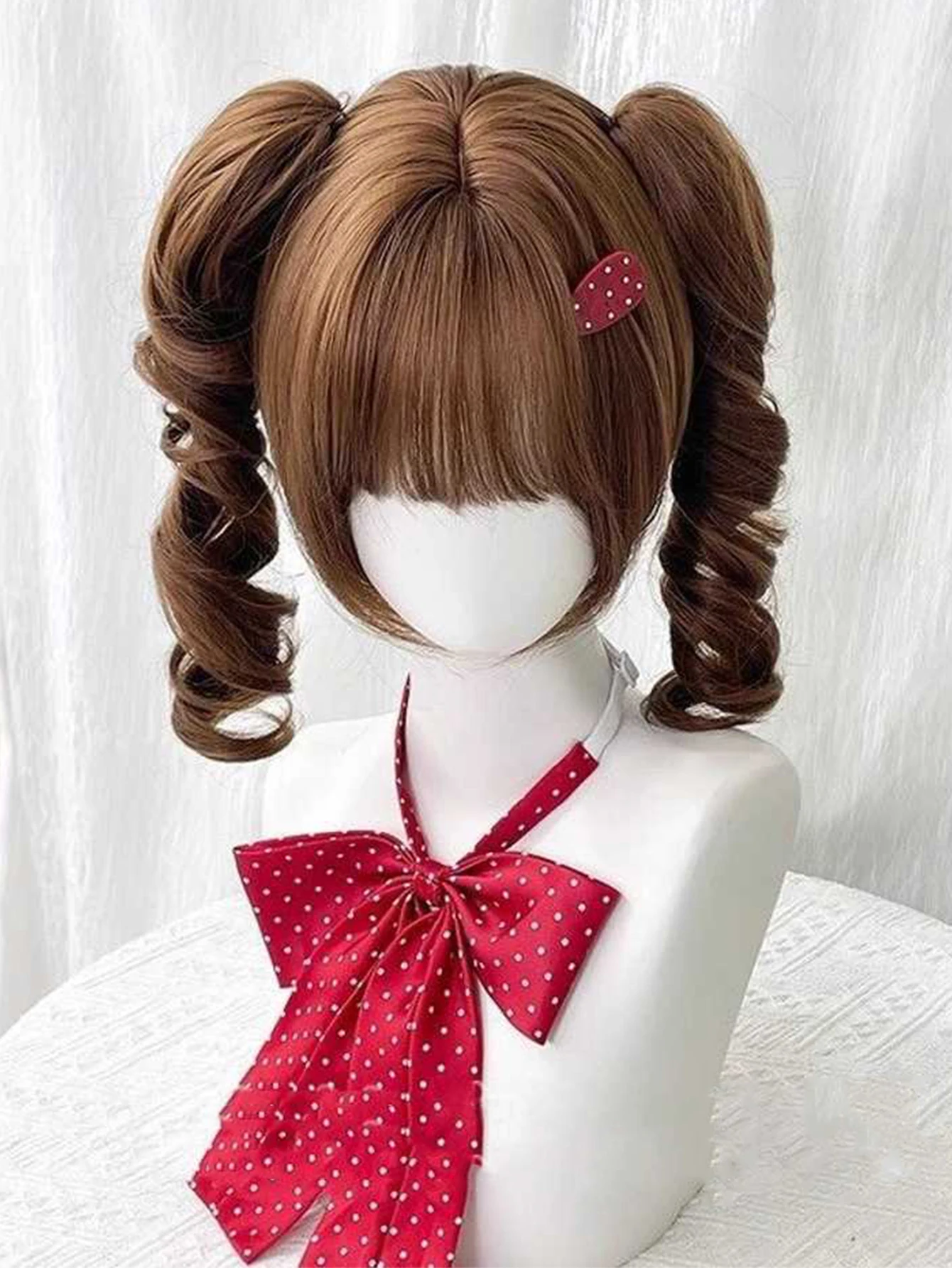 Synthetic Blonde Bob Wig for Women with Curly Ponytail