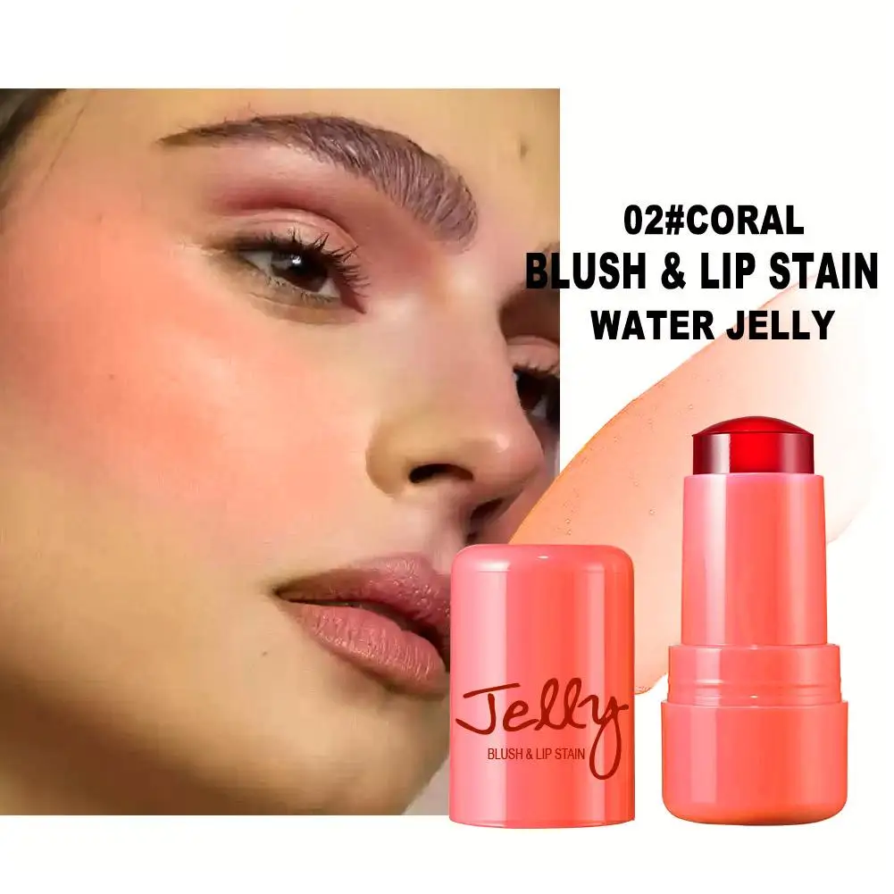 3-in-1 Cheek Lip Tinted Moistured Blush Stick Eyes Cheek Lip Brighten Cream Water Jelly Tint Stick Matte Contour Makeup 8 Colors