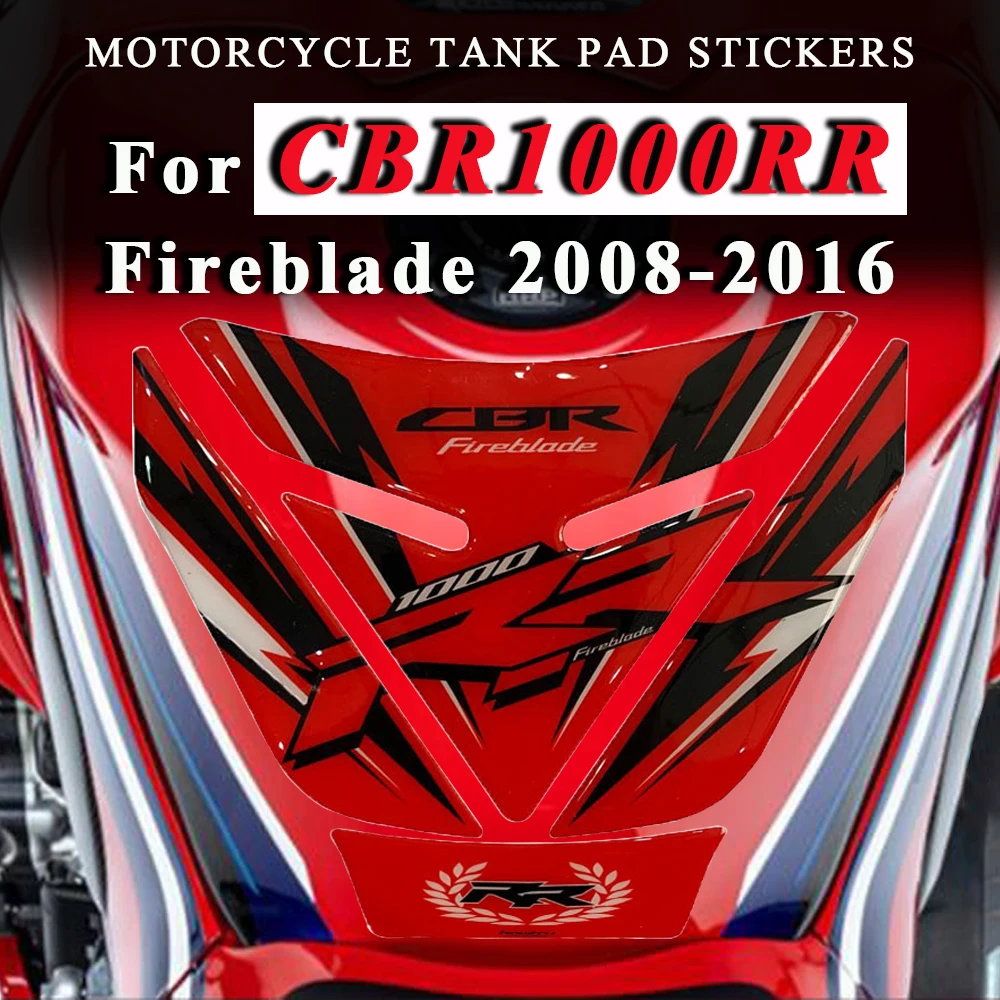 

Аксессуары для Honda CBR1000RR CBR 1000 RR Fireblade 2008-2016, 3D резиновая накладка на бак мотоцикла, наклейка на топливный бак, протектор