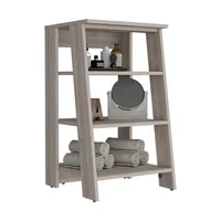 Linen Cabinet Jenne, Four Open Shelves, Light Gray Finish 2