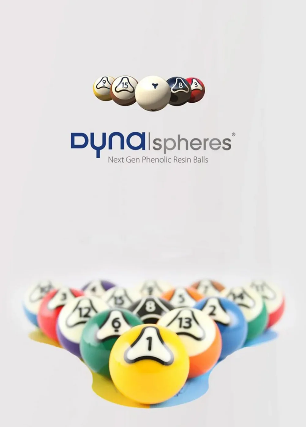 DYNASPHERE Phenolic Resin Billiard Pool Ball Palladium/Rhodium/Tungsten/Vanadium 57.2mm Set