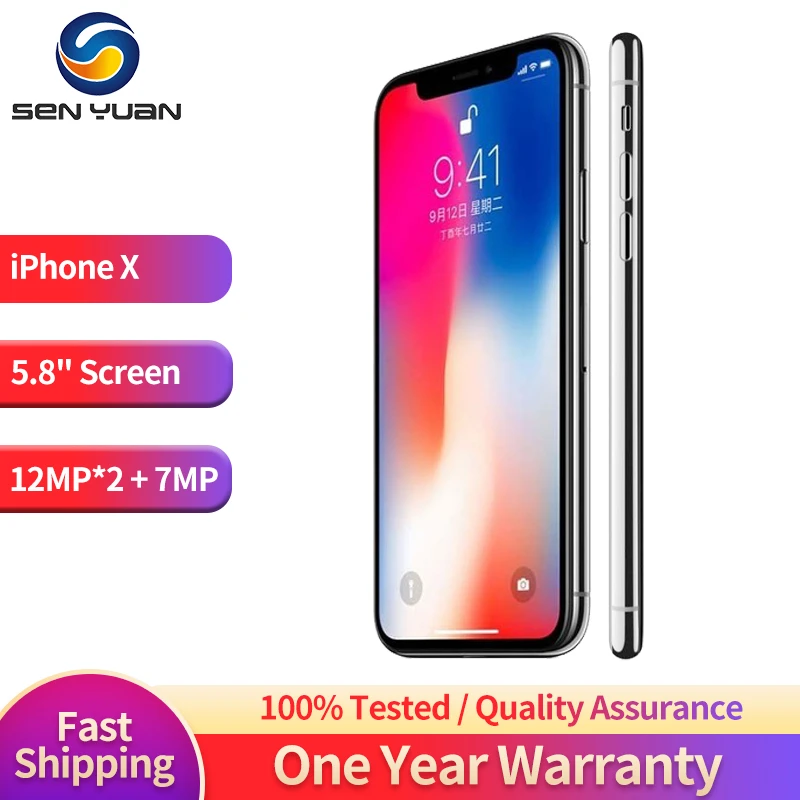 ios cell phone Original iPhone X CellPhone Unlocked 3GB RAM 64GB/256GB ROM 5.8" 4G LTE 12MP 2 Rear Camera Face ID Hexa Core Apple Mobile Phone best apple cell phone for seniors