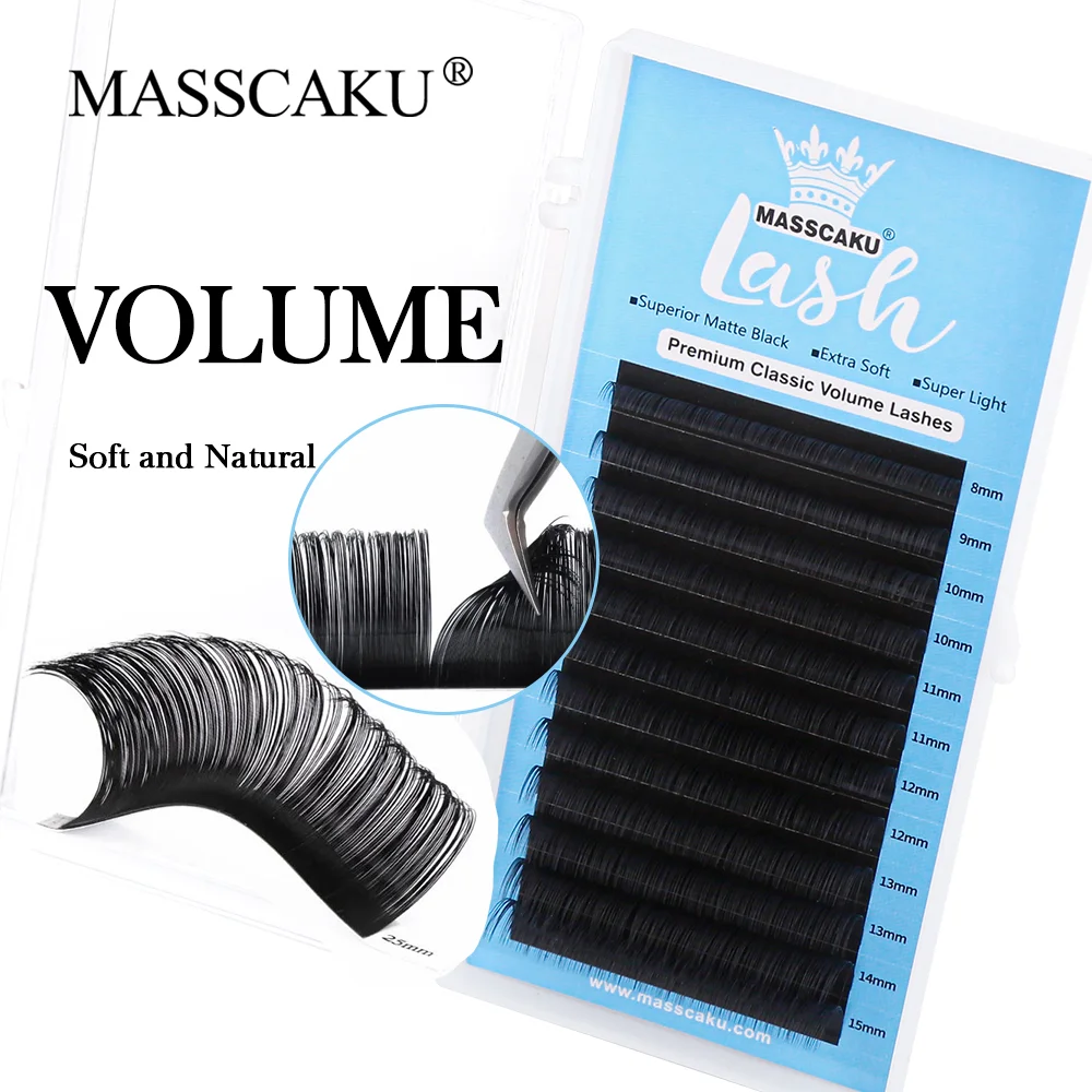 

MASSCAKU 0.03-0.25 thickness faux mink individual eyelash extension false mink eyelashes for building silk russian volume lashes