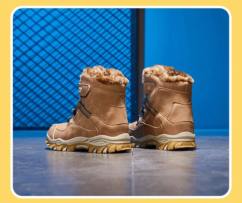 Winter Schnee Warme Pelz Jungen Sneaker Gummi Wandern Schuh Mode Kinder Schuhe Wasserdichte Leder Stiefel Kinder_voghion.com