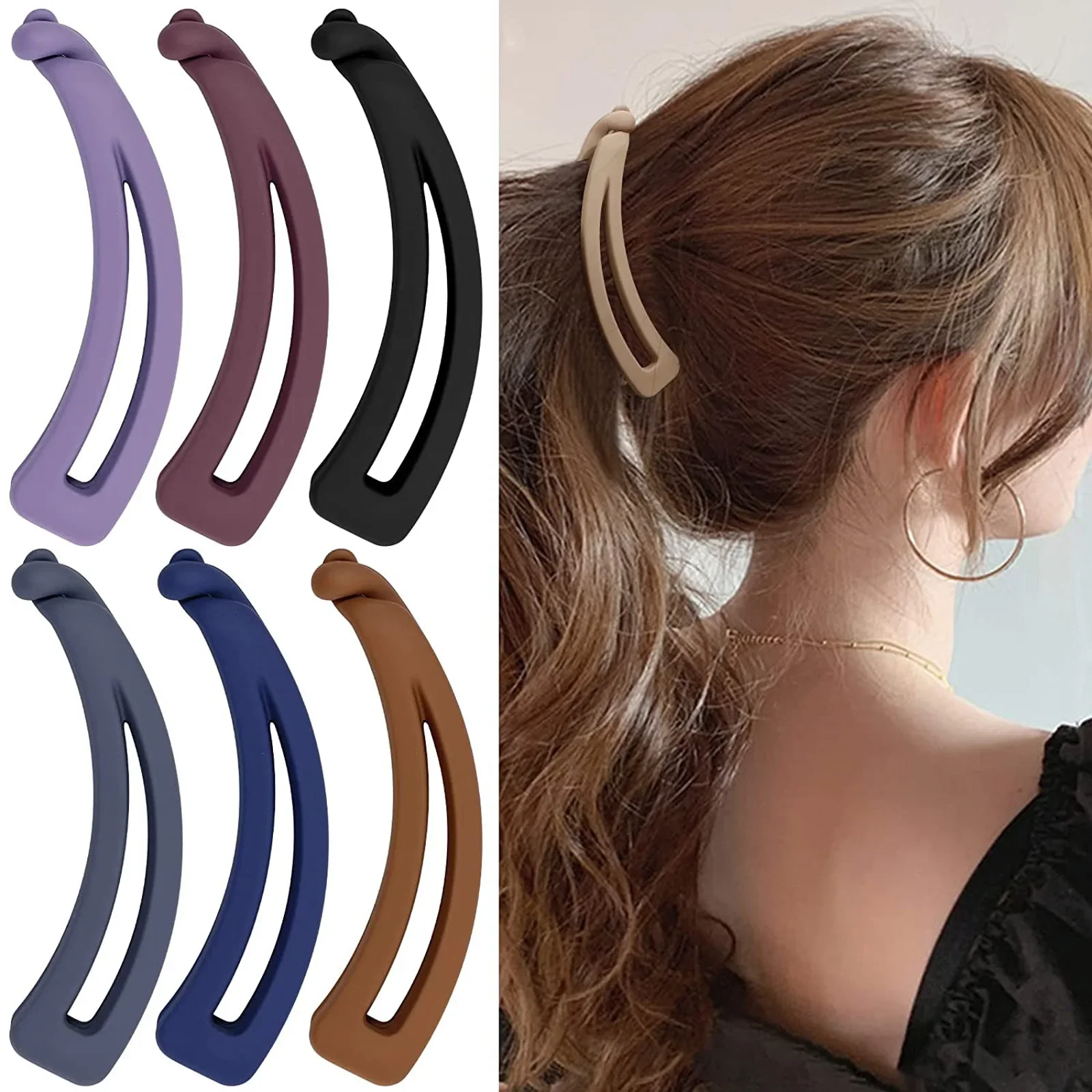 Matte Vintage Banana Clip for Curly Long Straight Short Hair Claw Women Girls Hair Styling Ponytail Holder Hairpin Clamp Grip