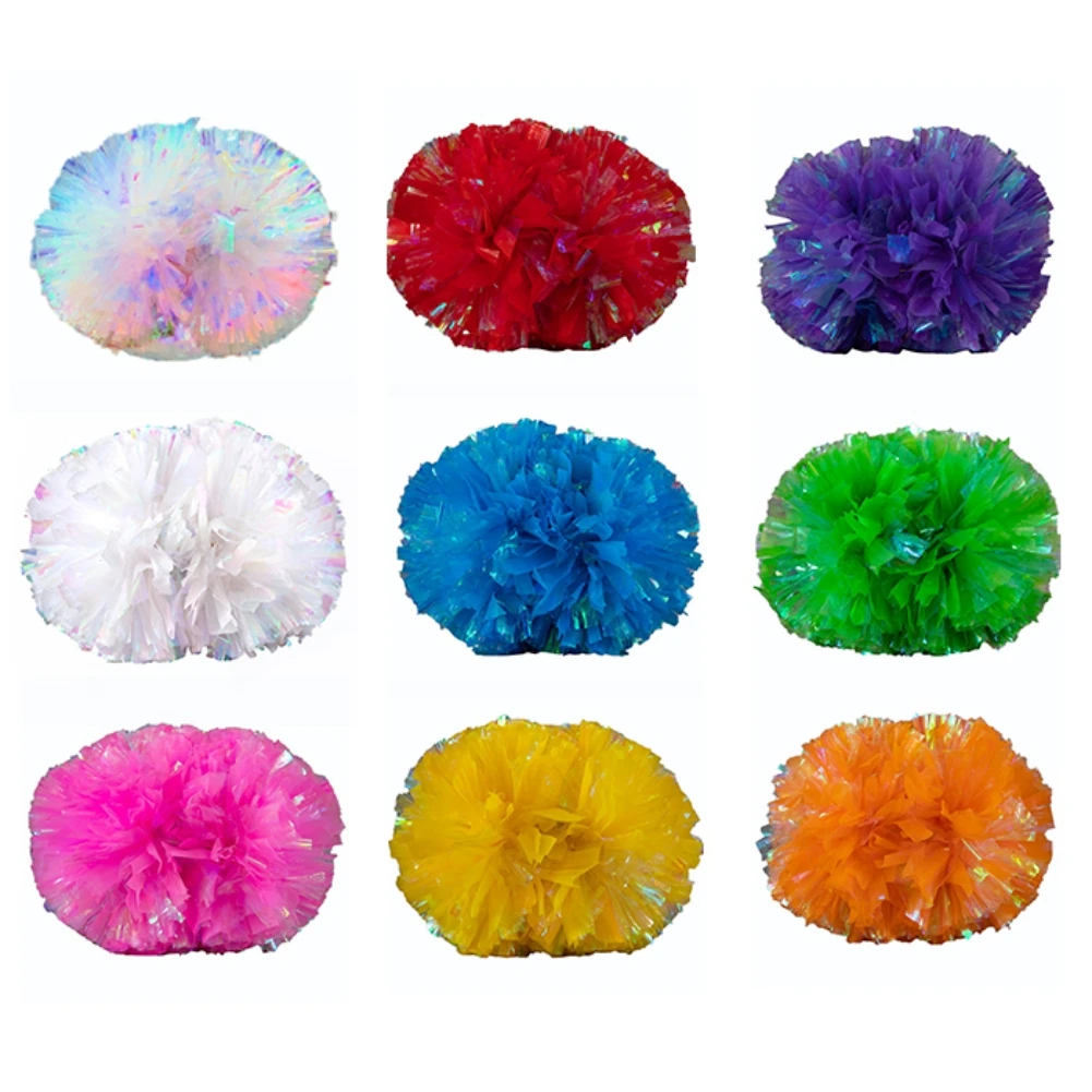 Flower Ball Cheerleader Pom Poms Flower Ball Handle 1PC Rainbow Colorful Refueling Props cheerleading pom poms
