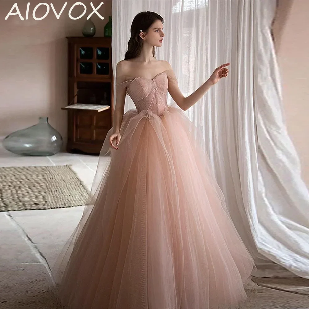 

AIOVOX A-line Party Dresses Formal Occasion Dress Charming Off The Shoulder Beading Lace Up Floor-Length 2024 Vestidos de noche
