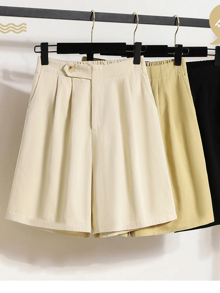 

JMPRS High Waist Designed Women Shorts Summer Korean Loose Cargo Shorts Casual Wide Leg A Line Female Black Shorts M-4XL