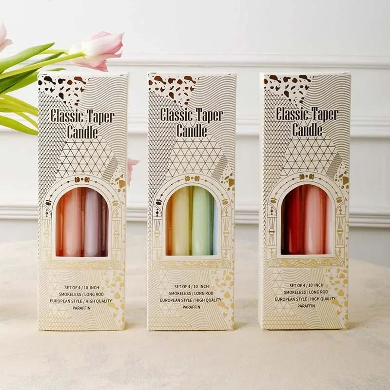 4PCS Colored Taper Candle Long Lot Wedding Candles Home Decorative Candles Unscented Dripless Smokeless Candles For Dinner_voghion.com