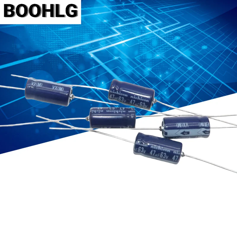 10pcs Horizontal Axial Polarized Electrolytic Capacitor 63v 47uf 8X16mm