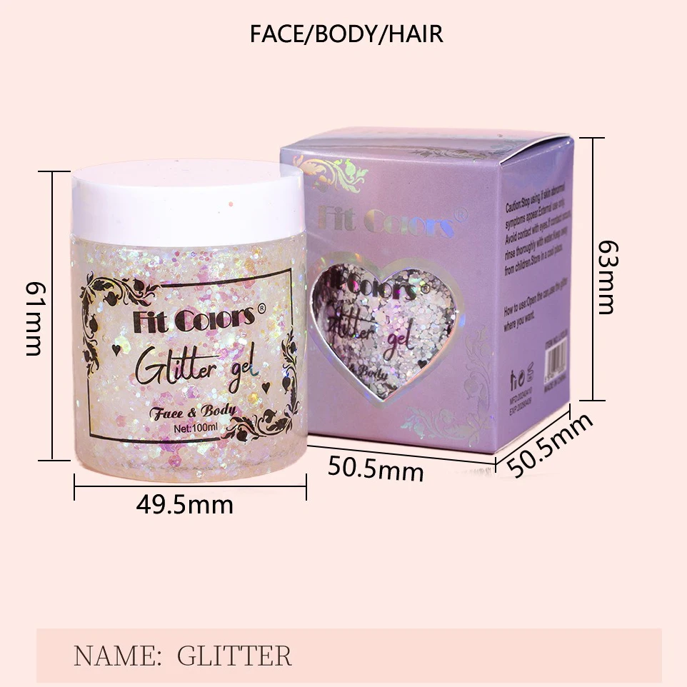Blue Purple Eye Glitter Sequin Gel Nail Hair Body Face Stickers Gel Art Loose Sequins Cream Diamond Festival Makeup With Spoon 6