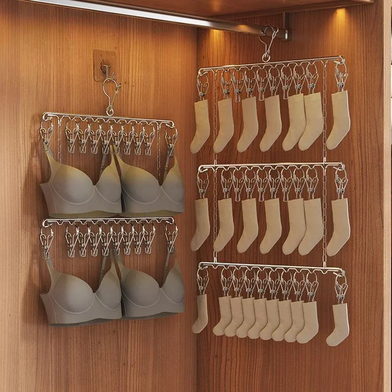 2/4 PCS 20 Clip Clothes Hanger Stainless Steel Anti-slip Clothes Hanger Arched Windproof Indoor Balcony Clothes Drying Rack 3